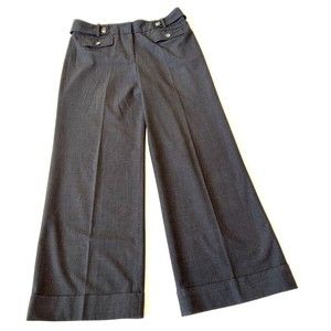 Ann Taylor Signature wide-leg cuffed trouser pant, gray size 12